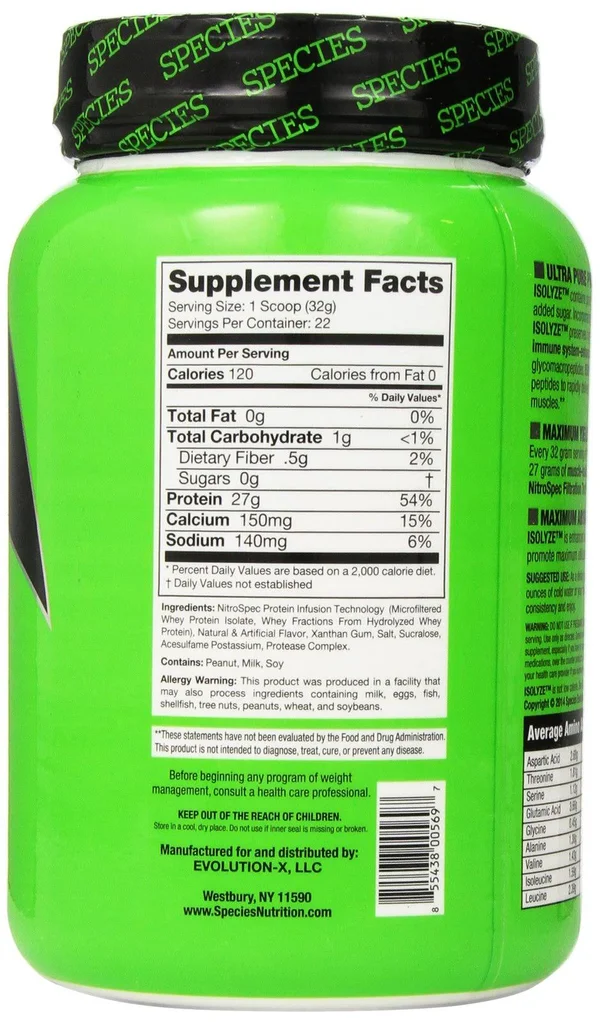 Isolyze - Vanilla Peanut Butter, 22 Servings, Species Nutrition