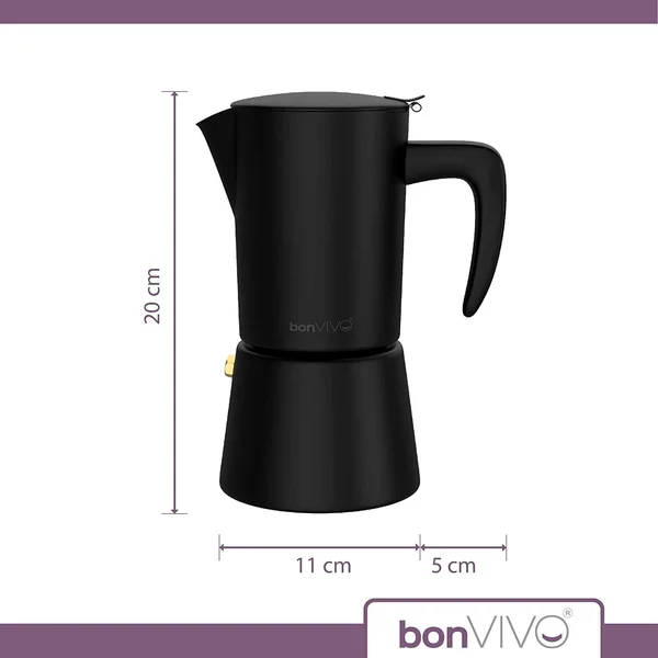 bonVIVO Intenca Stovetop Espresso Maker - Luxurious Italian Coffee Machine Maker, Stainless Steel Espresso Maker Full Bodied Cof