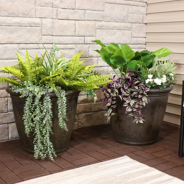 Sunnydaze Anjelica Outdoor Flower Pot Planter - Sable Finish - 24-Inch - 4-Pack