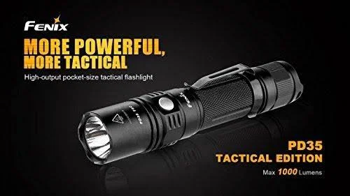 Fenix PD35 Tac 1000 Lumen Cree LED Tactical Flashlight AR102 Pressure Switch with Two EdisonBright CR123A Lithium Batteries