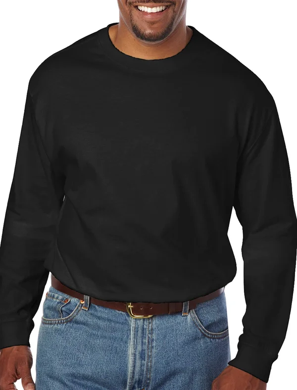 Harbor Bay Long-Sleeve No Pocket Wicking Crew, Men's, Size: 4XL, Black