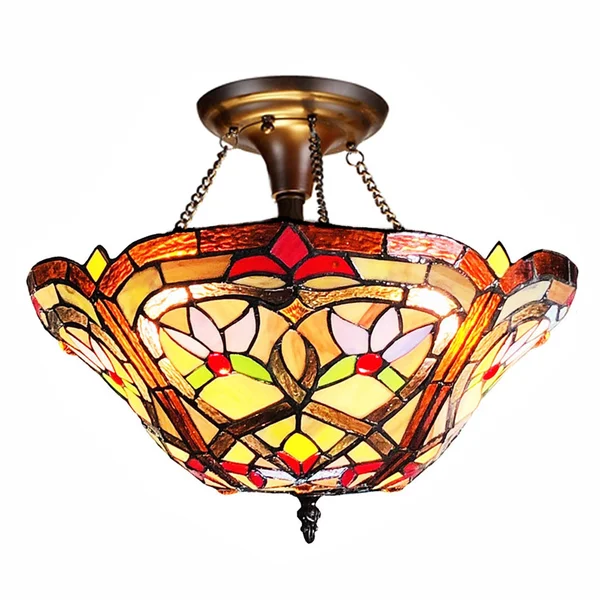 Gracewood Hollow Choi Tiffany-style 2-Light Antique Bronze Semi-Flush Mount 30612233
