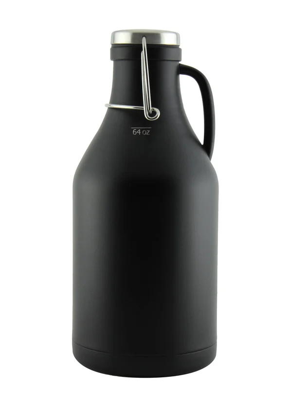 Kegco Grizzly Double Wall Flip Top Beer 64 oz Growler - Black