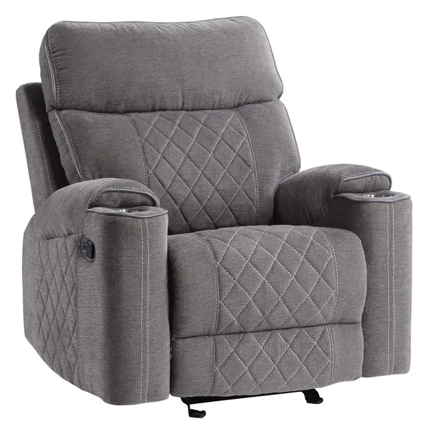 Steve Silver Crawford Warm Gray Fabric Manual Recliner