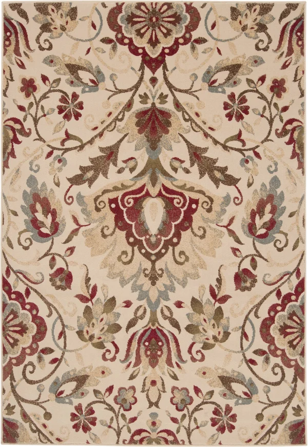 Traditional RLY Medium Pile Dark Red Turkish Polypropylene Floral Rug