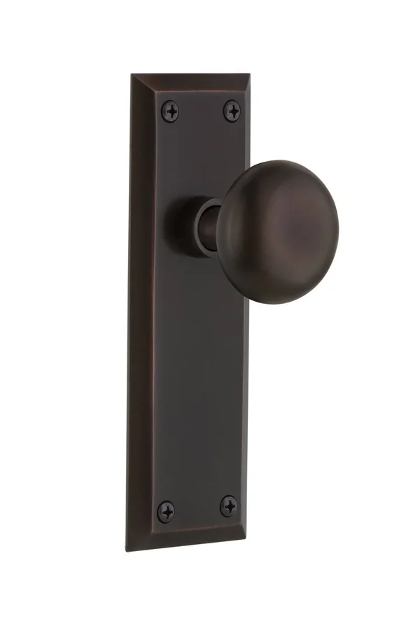 Nostalgic Warehouse 700337 New York Plate Passage New York Door Knob, Timeless Bronze
