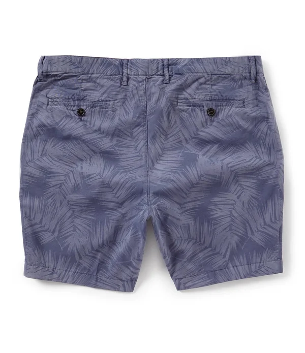 Michael Kors Mens Stretch Floral-Print Casual Walking Shorts, Blue, 30