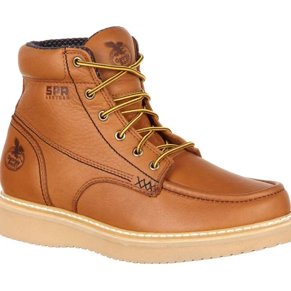 Men's Georgia Boot GB00177 6 inch Moc-Toe Wedge Work Boot, Gold