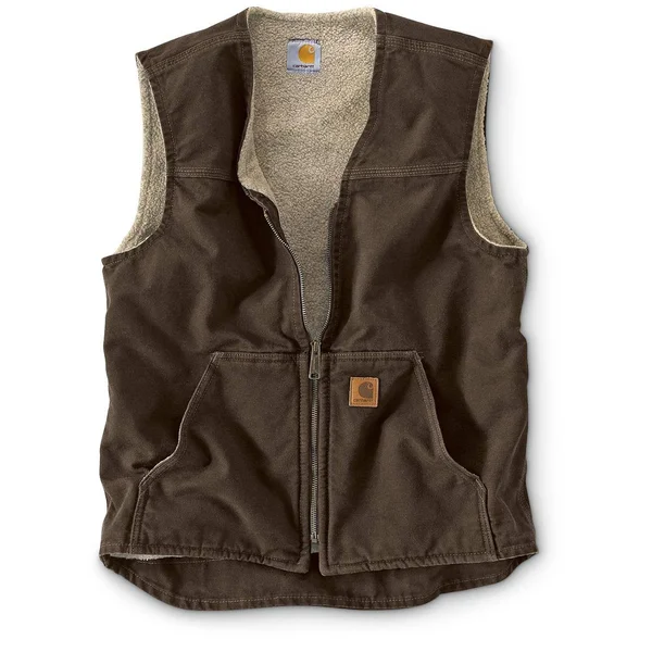 Carhartt Men's Sandstone Rugged Sherpa Lined Vest, Black, Medium
