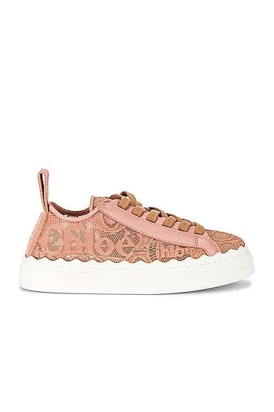 Chloé, Lauren Leather Sneakers, Women, Pink, US 7, Sneakers