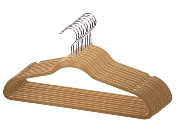 Sunbeam 10 Pack Velvet Hanger Camel