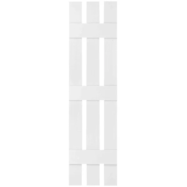 Ekena Millwork 12 in. x 75 in. Lifetime Vinyl Custom Three Board Spaced Board and Batten Shutters Pair Bright White
