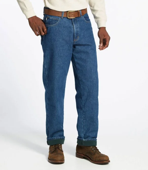 Men's Double L Jeans, Fleece-Lined Relaxed Fit Blue 37x30, L.L.Bean