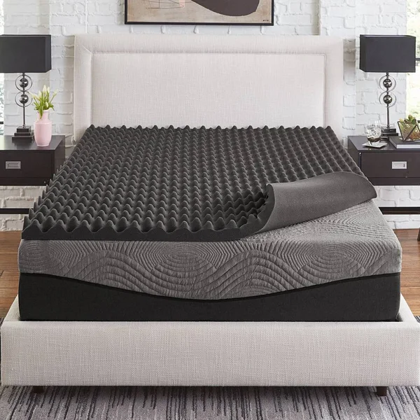 Slumber Solutions Active 3-Inch Big Bump Charcoal Memory Foam Topper, Size: Full