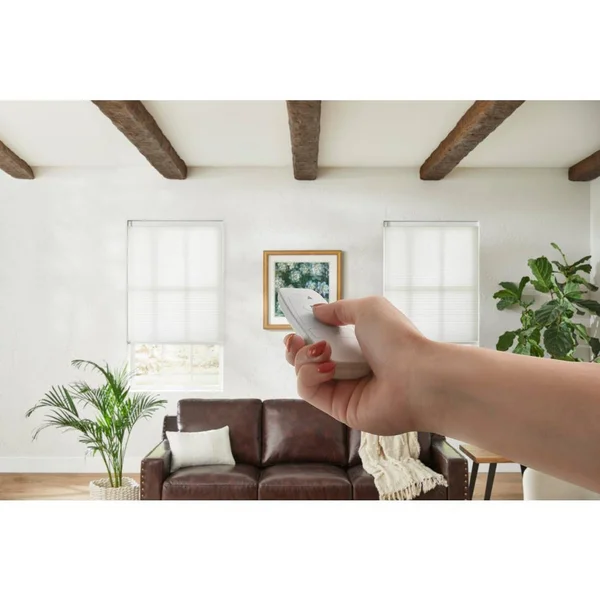 Home Decorators Collection White Cordless Light Filtering Motorized Cellular Shade with Remote Control-68.5 in. W x 48 in. L - Wh
