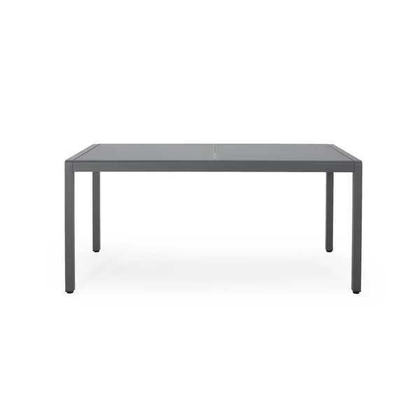 Cherie Outdoor Aluminum Dining Table with Tempered Glass Table Top by GDF Studio