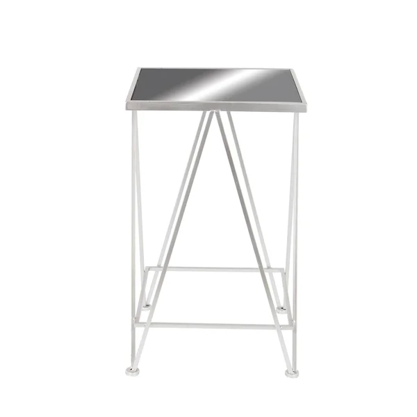 Classy Metal Side Table with Mirror, Set of 2
