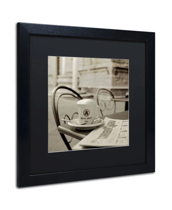 Alan Blaustein 'Tuscany Caffe VI' Matted Framed Art (16x16), Black, Trademark Fine Art - Mini
