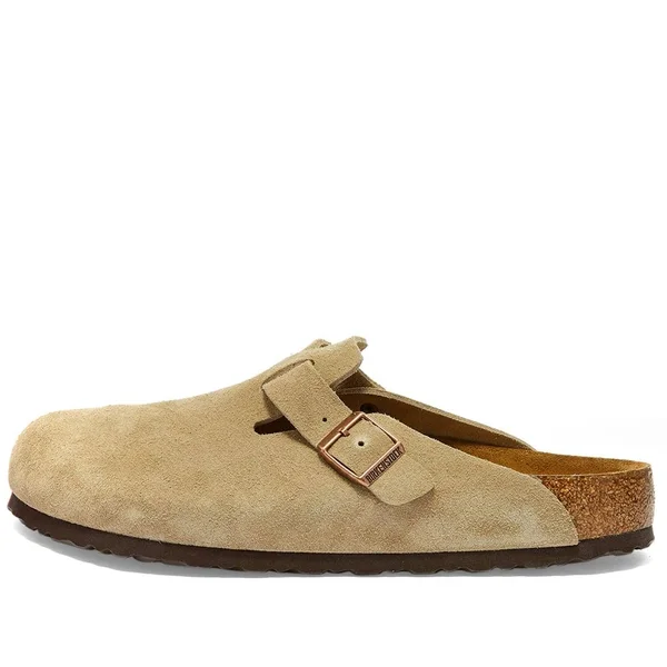 BIRKENSTOCK Boston Suede Leather Taupe Clogs
