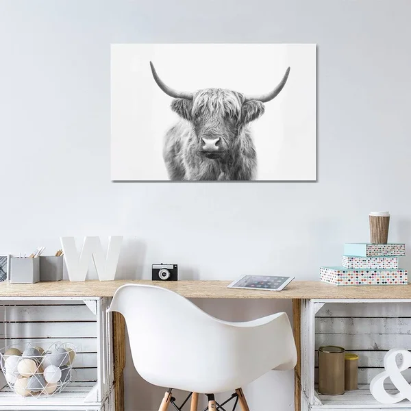 Highland Bull by Sisi & Seb - Graphic Art Print iCanvas Format: Wrapped Canvas - Size: 18x22 H x 26x22 W x 0.75x22 D, Matte C