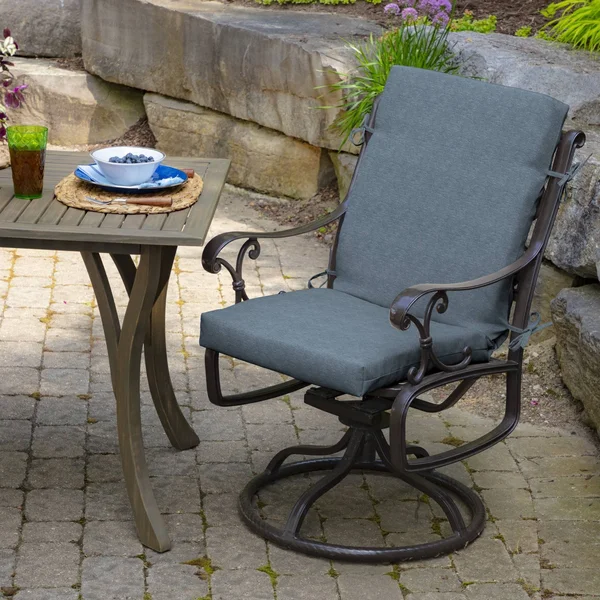 Arden Selections Denim Alair Texture Outdoor 44 x 20 in. High Back Dining Chair CUSHION, Size: 44 inch x 20 inch