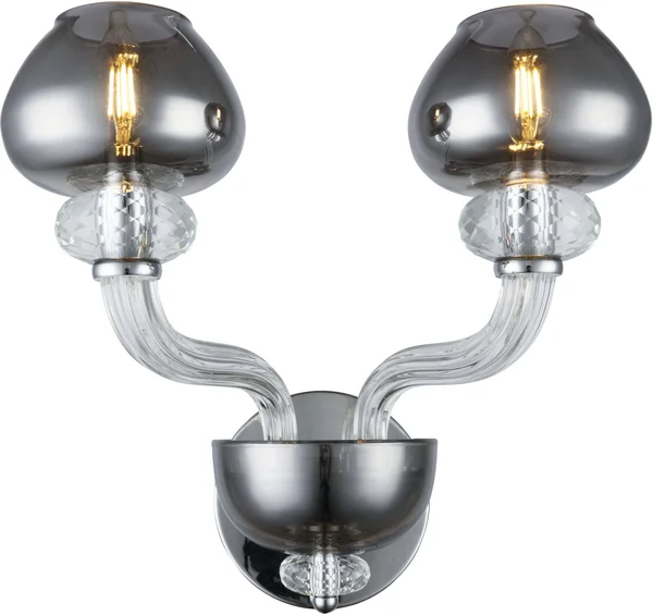 Elegant Lighting 7874W16SS Prescott 2 Light Wall Sconce - Chrome Clear & Silver Shade
