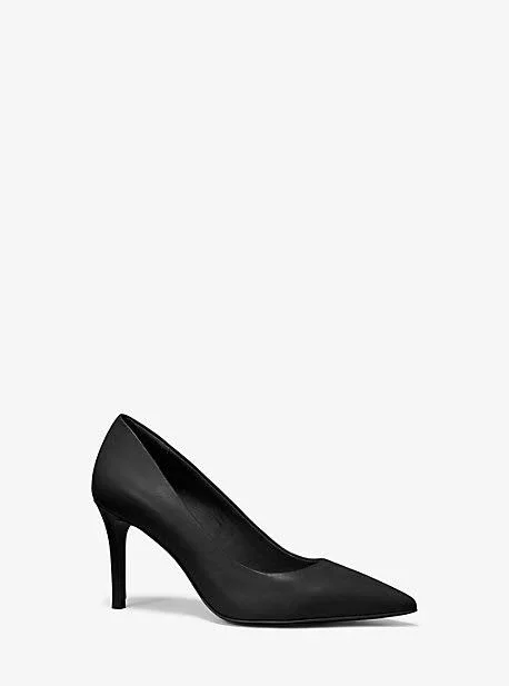 Michael Kors Keke Leather Mid Pump - Black - Pumps