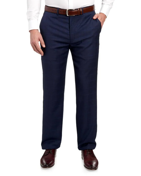 Lauren Ralph Lauren Men's Classic-Fit UltraFlex Stretch Flat Front Suit Pants - Blue Windowpane