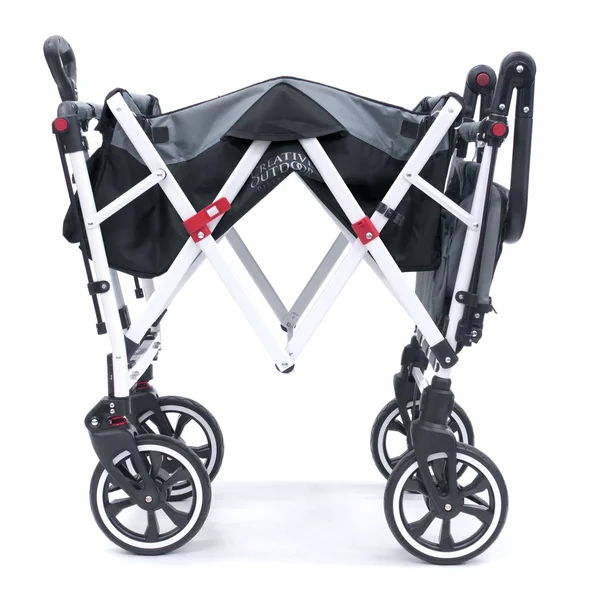Push Pull Titanium Series Plus Folding Wagon Stroller with Canopy - Black Black/Gray, Assembly Required