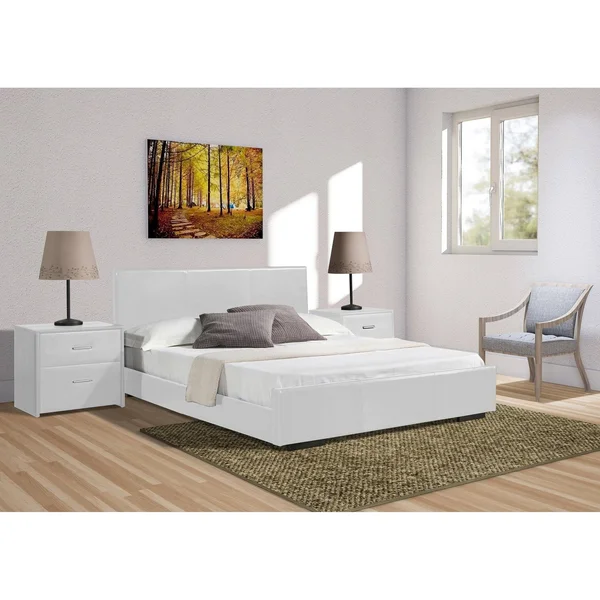 Camden Isle Abbey Bed, King, White, 85.4 x 79 x 34.8 inches