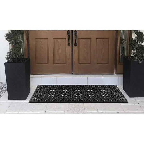 A1HC Scrollwork 18 in. x 48 in. 100% Rubber Beautifully Hand Finished Elegant Large Doormat for Indoor/Outdoor Use - Copper