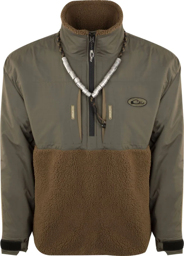 Drake Waterfowl Men's MST Guardian Flex Sherpa Fleece Eqwader ¼ Zip - Small, Green
