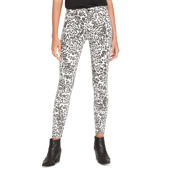 Hudson Jeans Barbara Washed Leopard High-Rise Skinny Ankle Cut