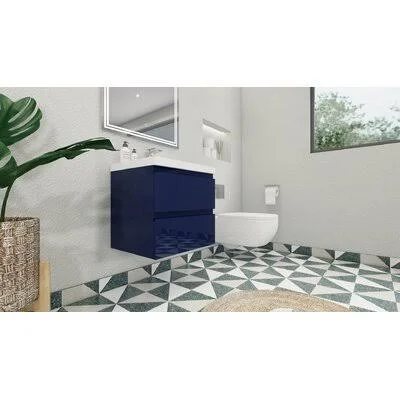 Ragland 24x22 Wall-Mounted Single Bathroom Vanity Set Wade Logan Base Finish: Hight Gloss Night Blue