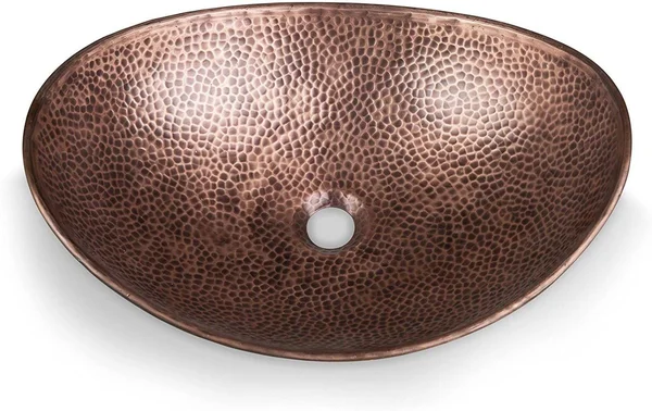 Monarch Abode 19 in. Hand Hammered Harbor Vessel Bathroom Sink in Pure Copper, Oil Rubbed Bronze 17086