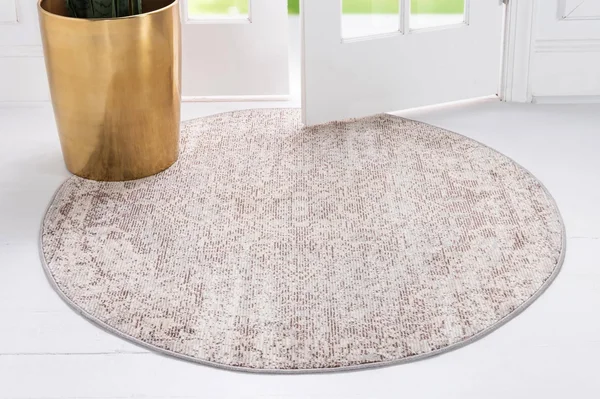 Amulet Light Gray Vintage 7 ft Round Area Rug