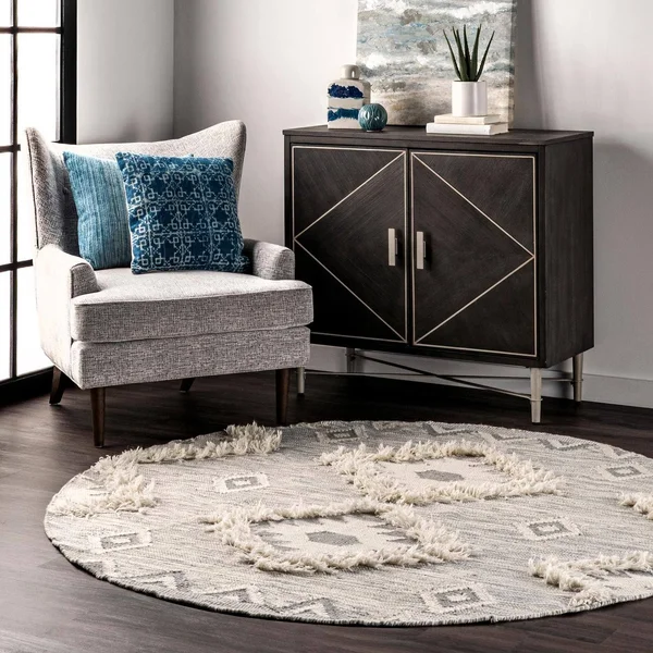 nuLOOM Savannah Moroccan Fringe Light Gray 5 ft. x 8 ft. Area Rug