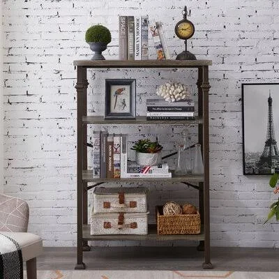 Modern Industrial Bookcase with Shelves Williston Forge
