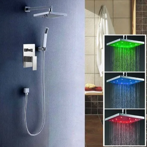 Cascada Luxury Bathroom Shower Set Rainfall LED Shower Head, Double-Function Val
