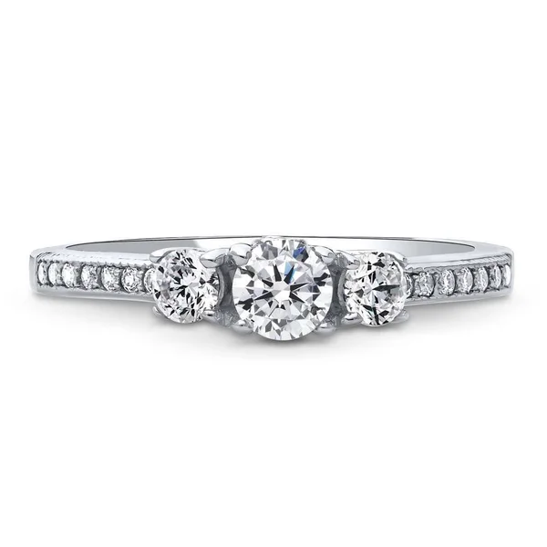 BERRICLE Sterling Silver Round Cubic Zirconia CZ 3-Stone Anniversary Promise Wedding Engagement Ring 0.6 CTW Size 4