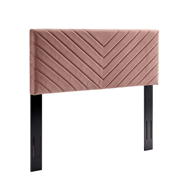 Modway Alyson Angular Channel Tufted Performance Velvet King - California King Headboard - Dusty Rose