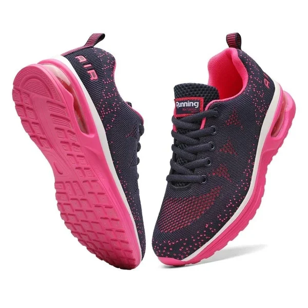 Omega Walk Comfortable Walking and Running Shoes for Women - Lightweight - Breathable - Stylish - Air CUSHION - Pink, US 9