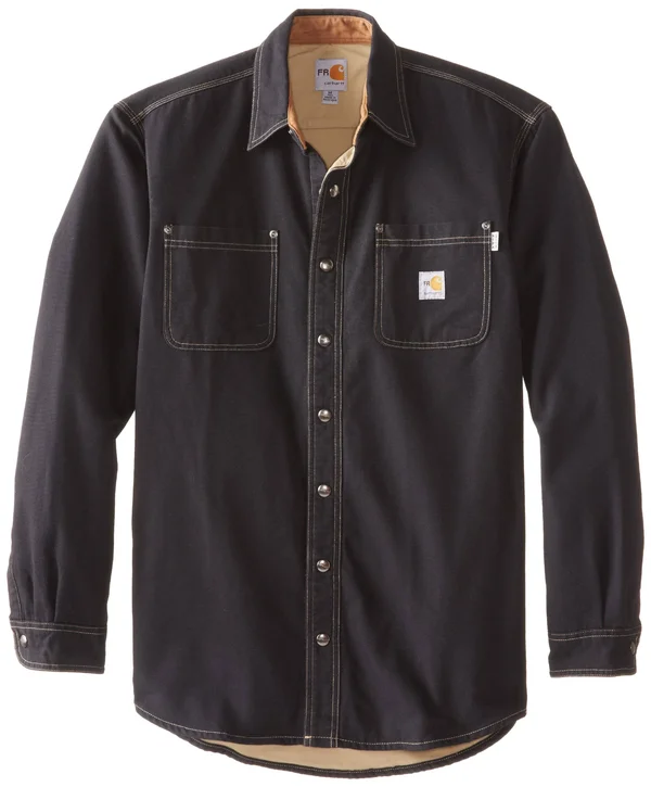 Carhartt Men's Black Flame-Resistant Canvas Shirt Jacket