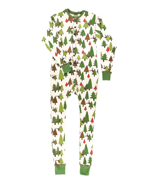 Lazy One Men's Cream & Green &No Peeking& Flapjack Pajamas - Adult Xs