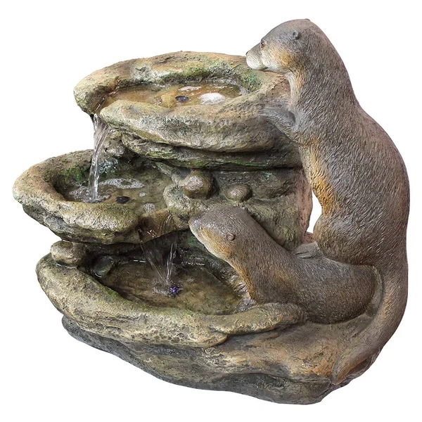 Design Toscano Bright Waters Otters Garden Fountain