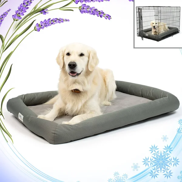 PetFusion Calming Dog Crate Bed, Lavender Infused Plush & Thermo Temperature Control Reduces Puppy Anxiety, Reversible Inn