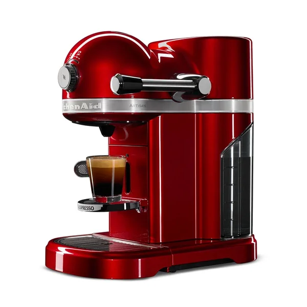 KitchenAid Candy Apple Red Nespresso Espresso Maker with Aeroccino Milk Frother