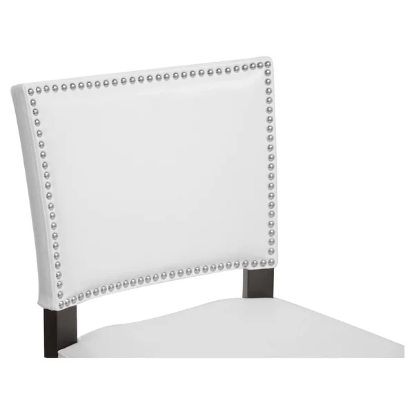 Baxton Studio Aries Modern Bar Stool with Nail Head TRIM - White, Set of 2