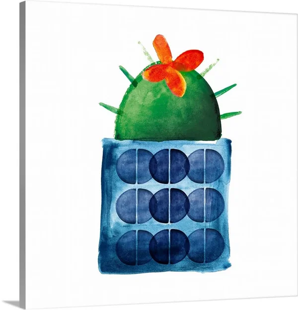 Colorful Cactus VIIII - Large Solid-Faced Canvas Wall Art Print, Great Big Canvas