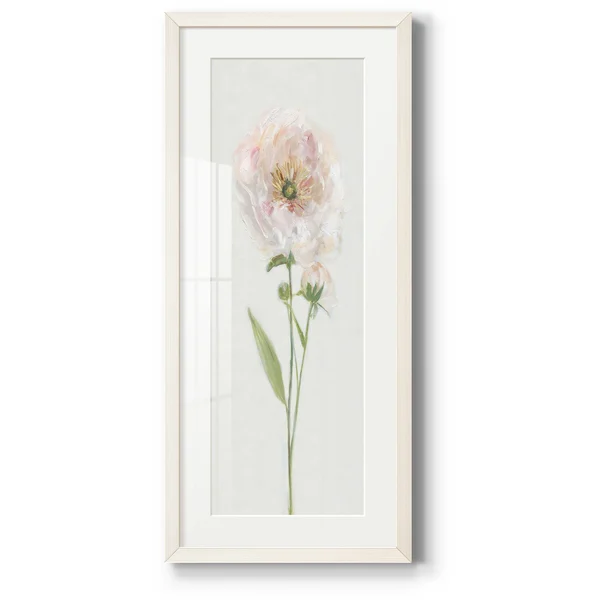 Single Stem Peony II-Premium Gallery Framed Print - Wood - White